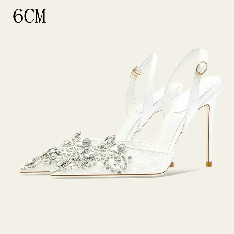2025 New Baotou Fairy Wind Sandals Female Diamond-Pointed High Heels With Wedding Shoes Sexy Bridesmaid Shoes heels_bridal