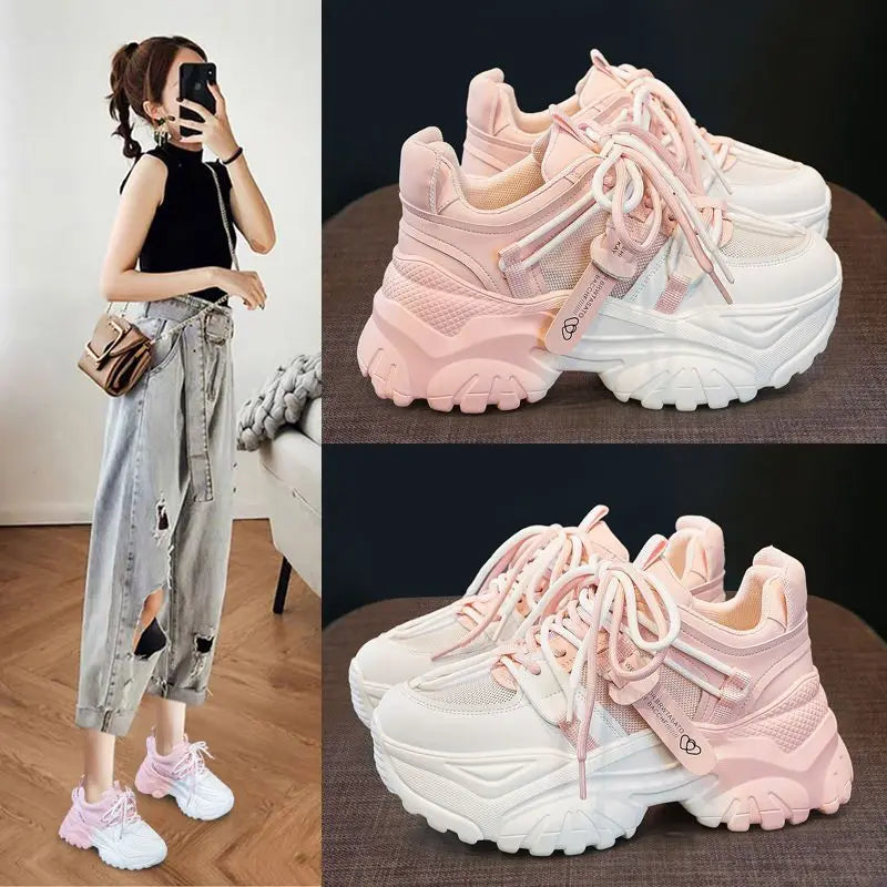 Women's Shoes Casual Shoes Spring Sneakers Platform Woman-shoes Tennis Female Fashion Thick Sole 2024 Roses Trainers Increased I sneakers_platform