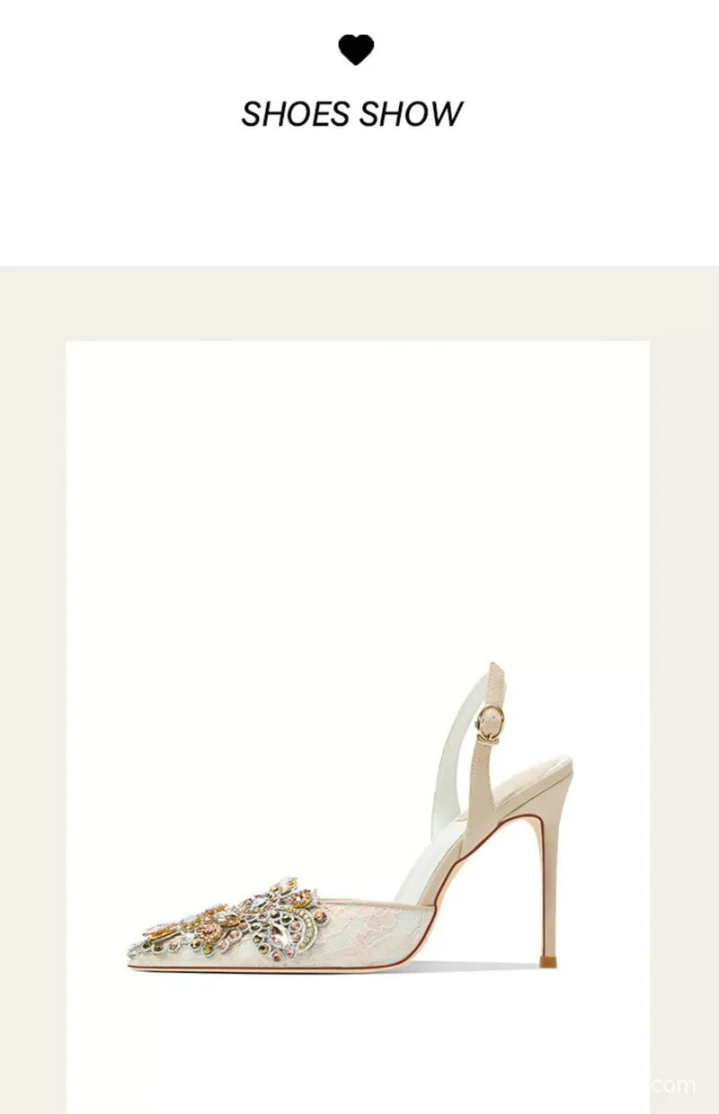 2025 New Baotou Fairy Wind Sandals Female Diamond-Pointed High Heels With Wedding Shoes Sexy Bridesmaid Shoes heels_bridal