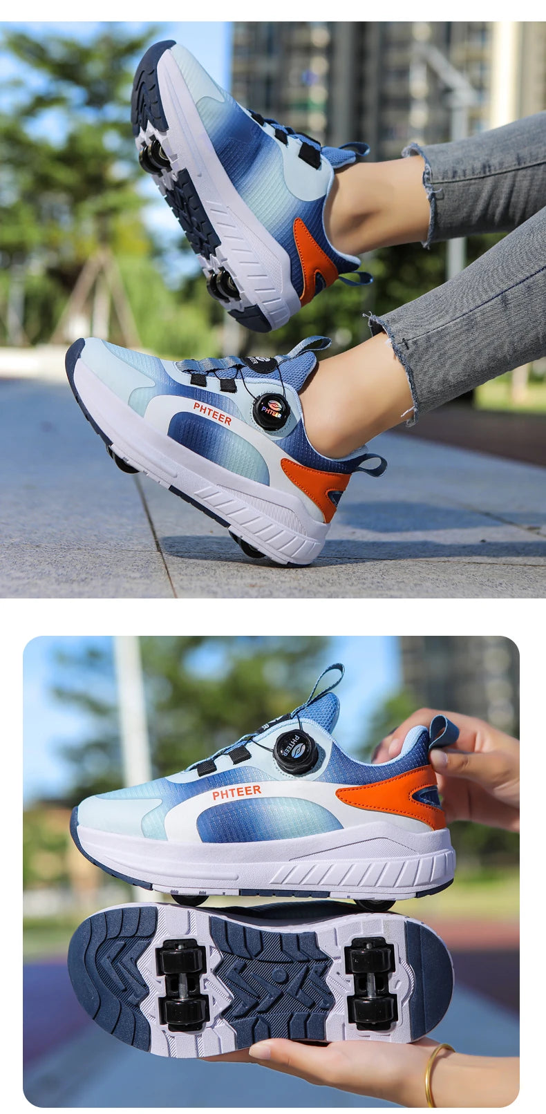 Fashion 4-wheel roller skates sneakers for students children outdoor wheel shoes Multifunctional sports shoes kids_shoes