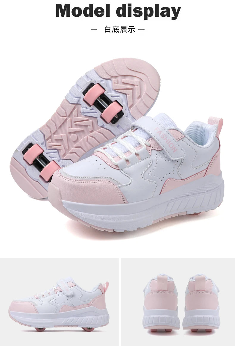 Kids Roller Skate Shoes Fashion Casual Sports Children 4-Wheels Sneakers for Boys and Girls Gift Nice Footwear kids_shoes