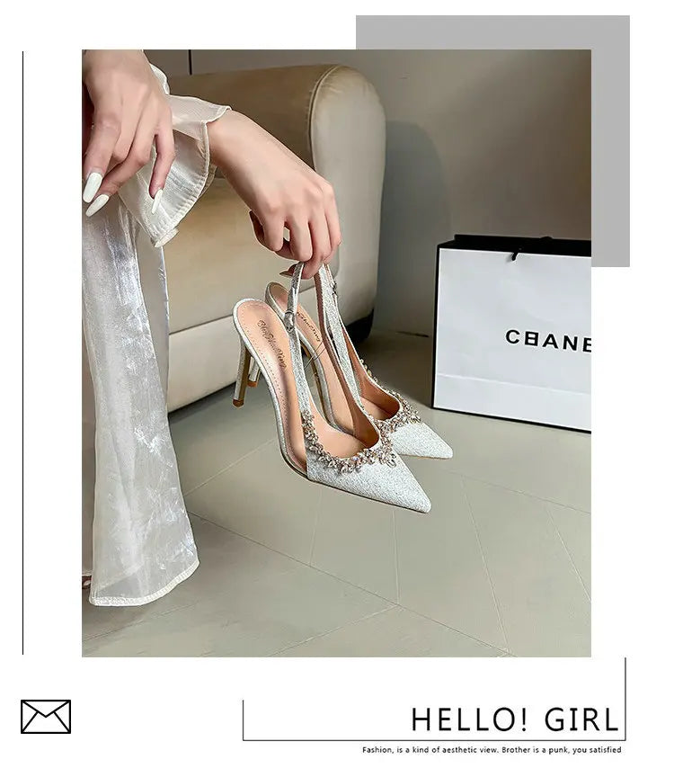 2025 Summer Pointy Head Shallow Mouth Baotou Sandals Women Fine White Beautiful French Rhine-Style High Heels Wedding Pumps heels_bridal