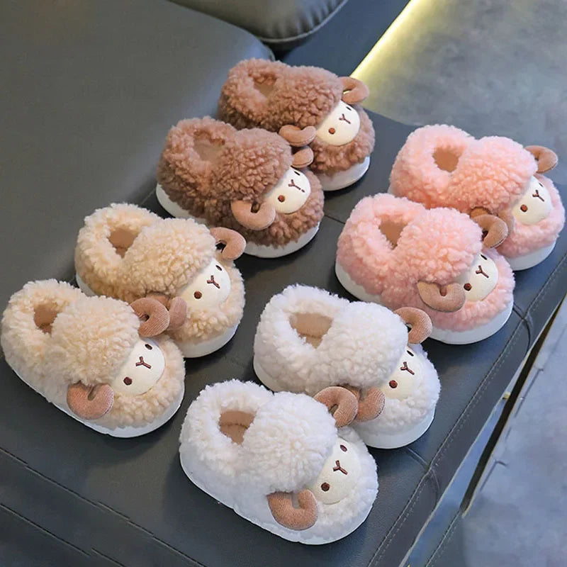 Winter Parent-child Warm Cotton Slippers Plush Children Cotton Boots Cute Cartoon Boys Girls Kids Anti Slip Indoor Home Slippers kids_shoes