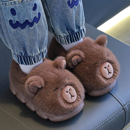 Capybara Children's Winter Cotton Slippers New Boys Girls Cartoon House Slippers Non Slip Comfortable Soft Sole Plush Slippers kids_shoes