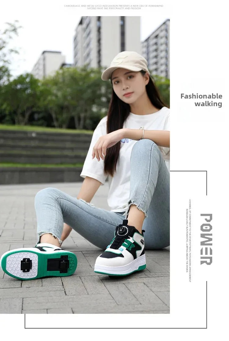 Children's Roller Skates Student Quad-Wheel Skates Women's Double-Wheel Deforming Boys' Inline Skates Cross-Border Supply Shoes kids_shoes