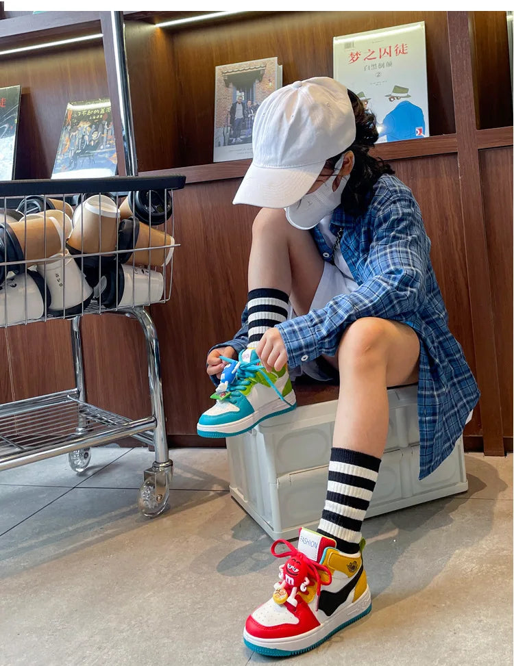 New Children Casual Shoes Four Seasons Kids Single Sneaker Mandarin Ducks Basketball Sports Shoes Boys Girls Sneaker Board Shoes kids_shoes