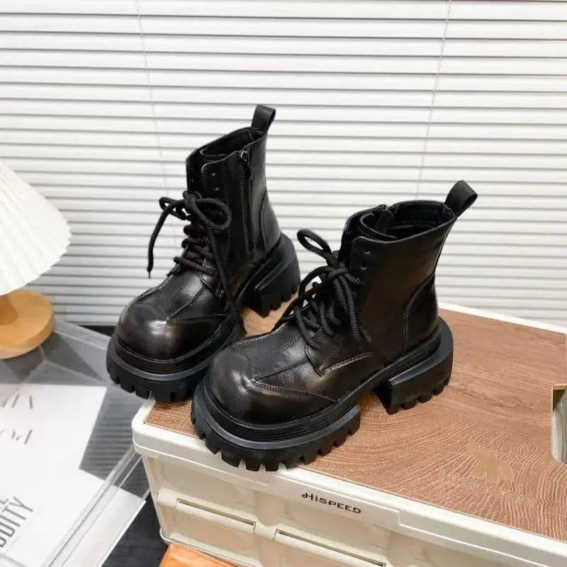 Women's Boots Flats Platform Designer Fad Sport Shoes for Woman Ankle Boots 2025 Winter New Trend Retro Motorcycle Boots Mujer boots_platform