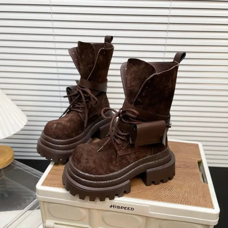 Flats Platform Women Ankle Boots Sport Lace Up Shoes Winter Snow Boots 2025 Trend Walking Running Shoes New Mujer Chelsea Boots boots_platform