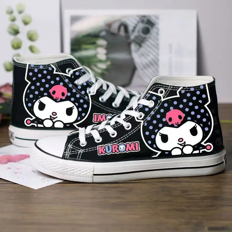 Sanrio Cute Pompompurin Hello Kitty Canvas Shoes Women Breathable Sneakers Brand Sport Casual Flats Shoes High Top Zapatos Mujer sneakers_women