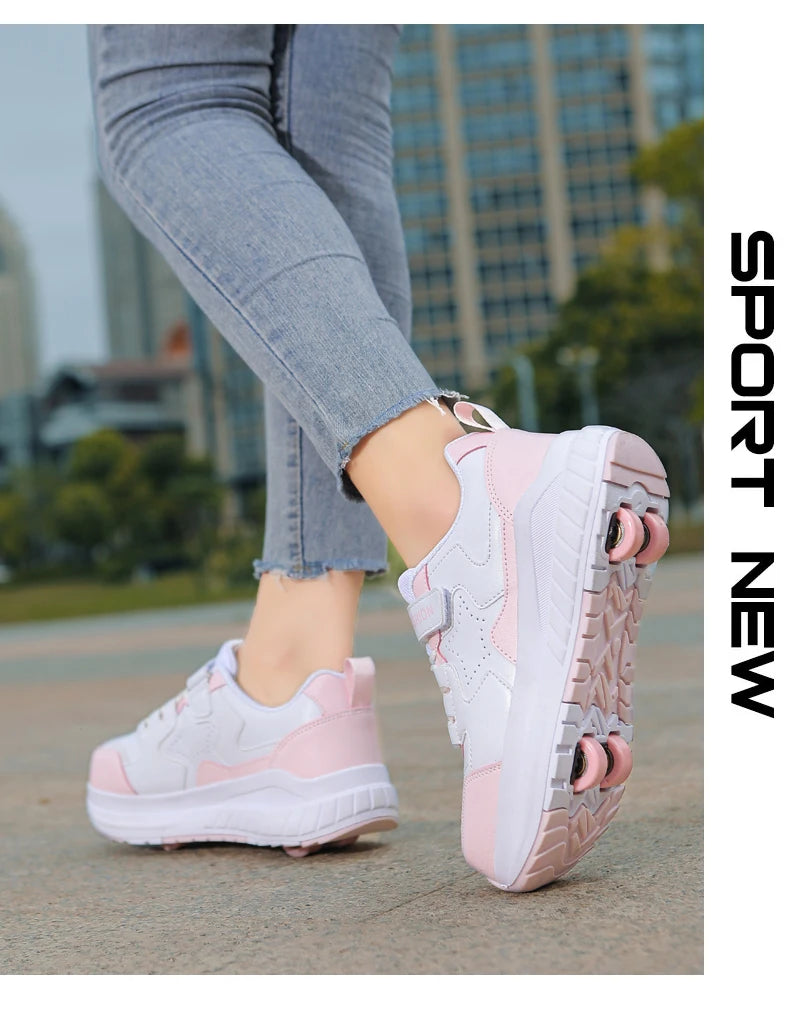 Kids Roller Skate Shoes Fashion Casual Sports Children 4-Wheels Sneakers for Boys and Girls Gift Nice Footwear kids_shoes