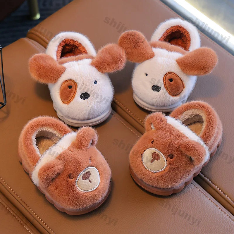 Children's Cotton Slippers Boys Girls Anti Slip Warm Slippers Fashion Cute Cartoon Cotton Shoes Baby Winter Indoor Home Shoes kids_shoes