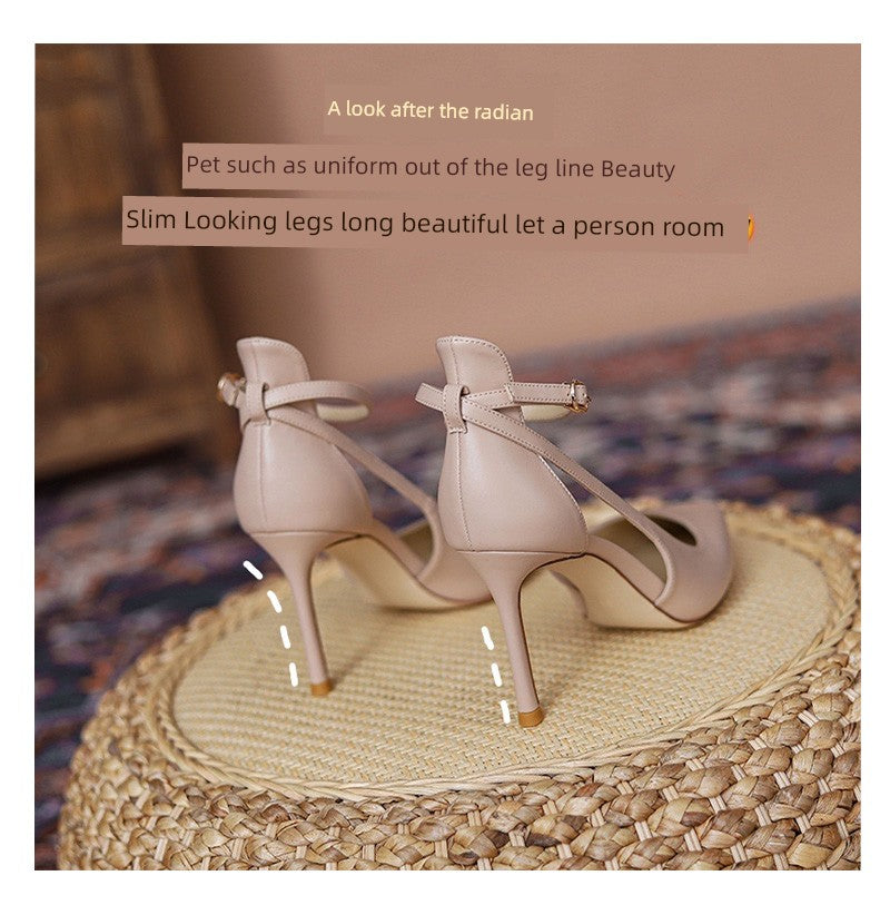 Feiyan Pointed Toe Buckle Strap Stiletto Heel Nude Color Shoes heels_stiletto
