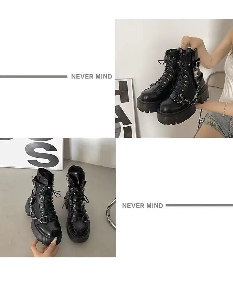 No Slip Soft Bottom Motorcycle Boots for Women Ankle Boots Outdoor Soft Bottom Women Platform Boots Botas Altas Plataforma Mujer boots_platform
