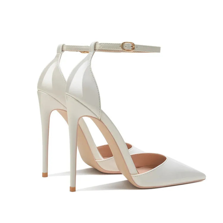 6cm 8cm 10cm 12cm Patent Leather Women Ankle Strap Pumps Pointed Toe Sexy High Heel Shoes Customize 33-46 Stiletto Talon Femme heels_stiletto