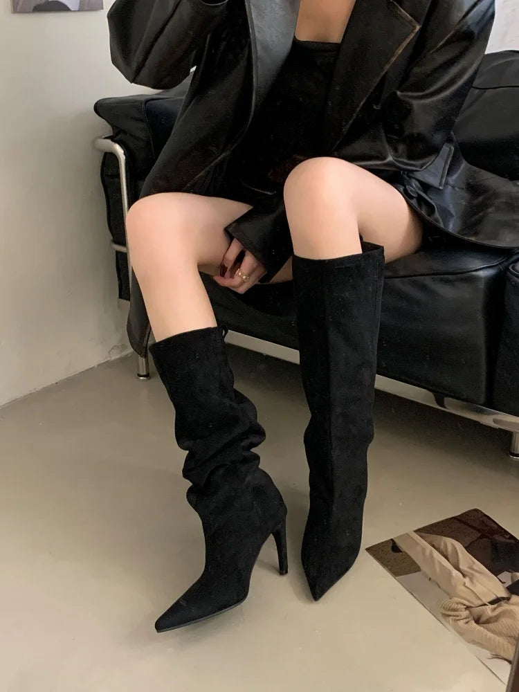 Eilyken Street Style Winter Pointed Toe Women Knee-High Boots Sexy Thin Thin Heels Female Shoes Punk Vintage Long Booties boots_highheel
