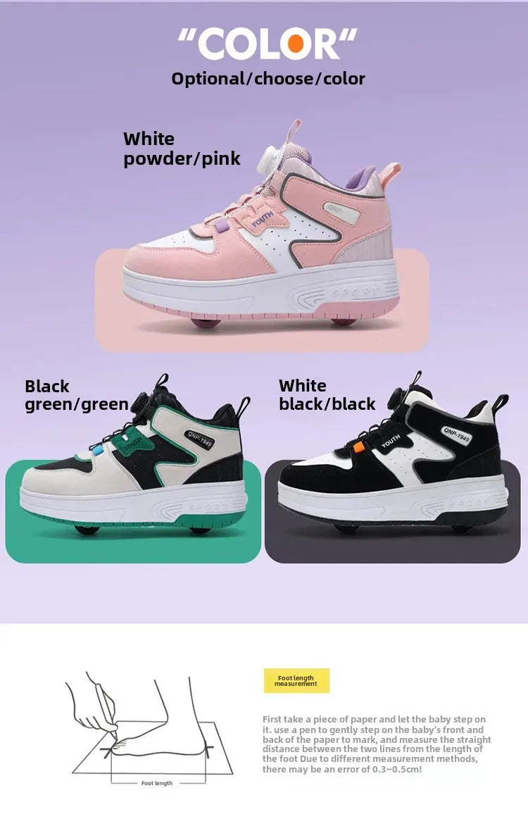 2026 Autumn Winter Popular Children's Roller Skates Men Women's Sport Shoes With Rotating Buckle And Wheels Single Row Skating kids_shoes