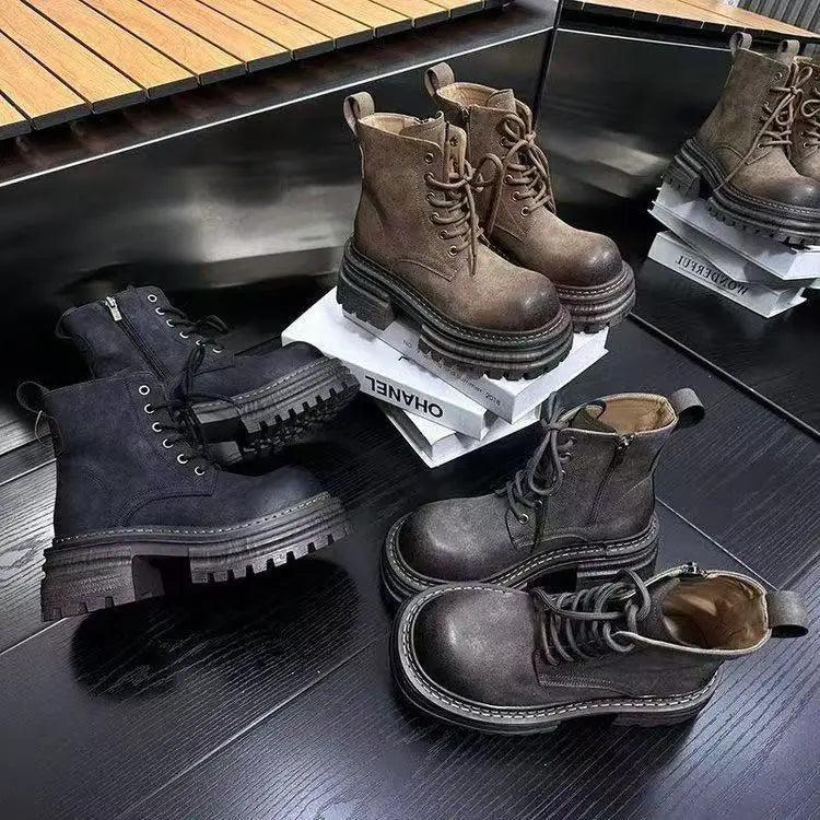 Platform Women's Ankle Boots Flats Designer Shoes Winter 2025 Fad Chelsea Boots New Walking Goth Leather Motorcycle Mujer Botas boots_platform