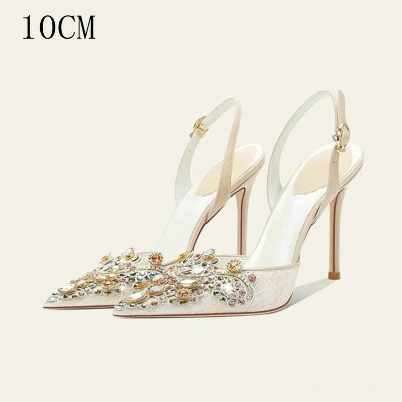 2025 New Baotou Fairy Wind Sandals Female Diamond-Pointed High Heels With Wedding Shoes Sexy Bridesmaid Shoes heels_bridal
