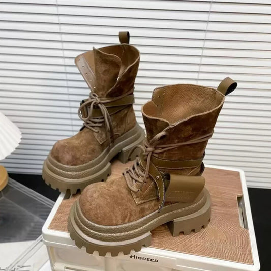 Flats Platform Women Ankle Boots Sport Lace Up Shoes Winter Snow Boots 2025 Trend Walking Running Shoes New Mujer Chelsea Boots boots_platform