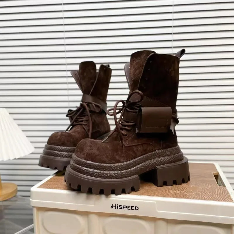 Flats Platform Women Ankle Boots Sport Lace Up Shoes Winter Snow Boots 2025 Trend Walking Running Shoes New Mujer Chelsea Boots boots_platform