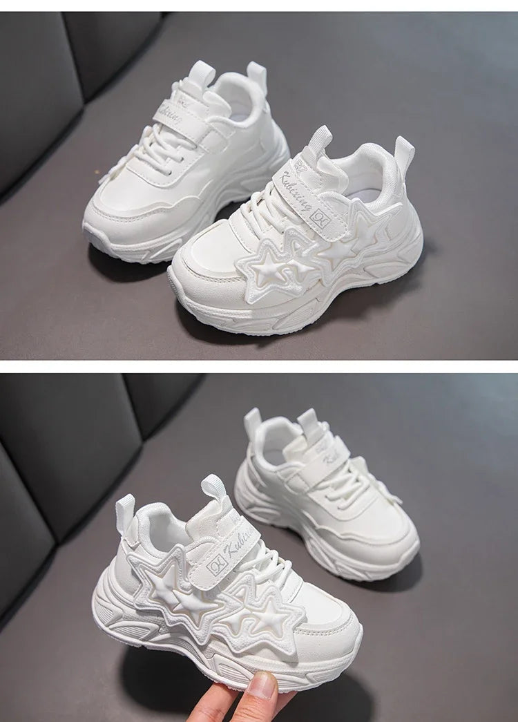 Children Casual Shoes for Girls Fashion Classic with Stars Girls Sports Running Sneakers Breathable PU + Rubber Anti-skid Soft kids_shoes