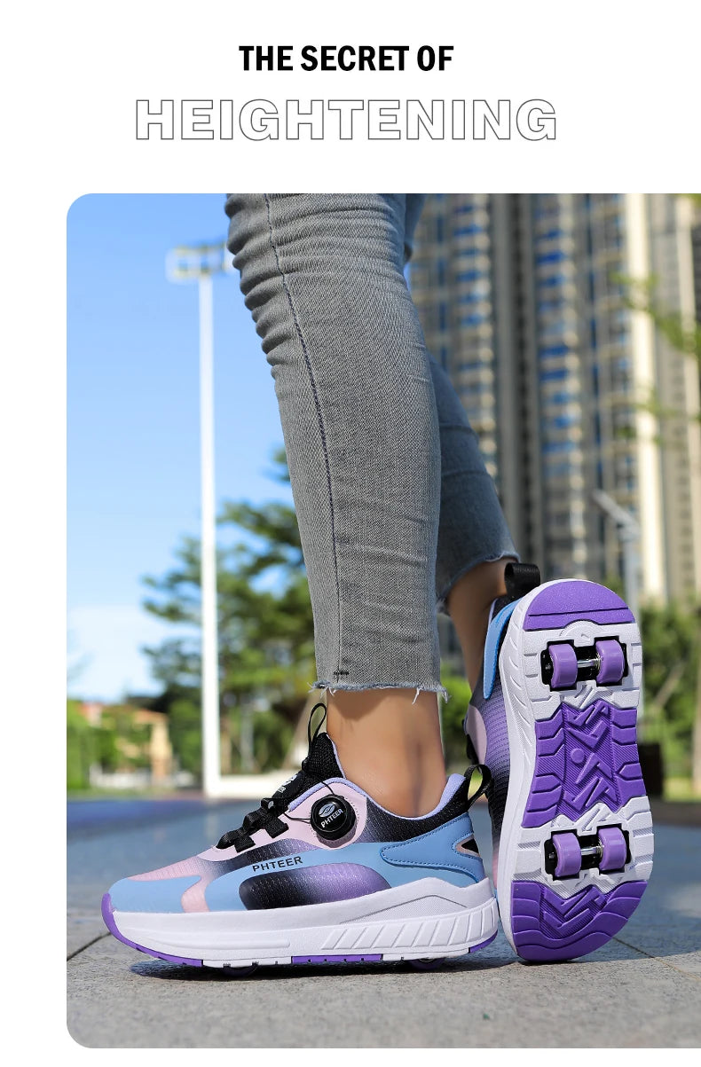 Fashion 4-wheel roller skates sneakers for students children outdoor wheel shoes Multifunctional sports shoes kids_shoes