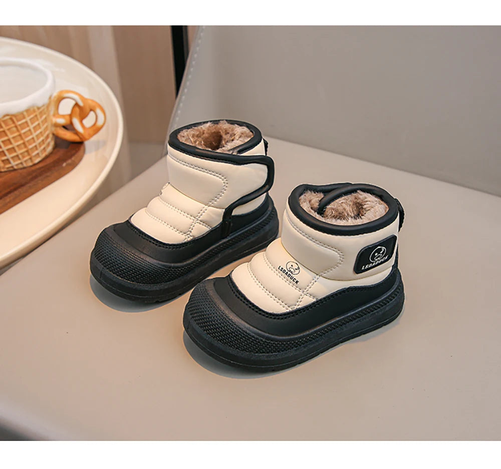 2025 New Winter Plush Snow Boots for Children Thick Warm Boy's Girl's Cotton Shoes Waterproof Kid's Winter Boots Velvet Shoe