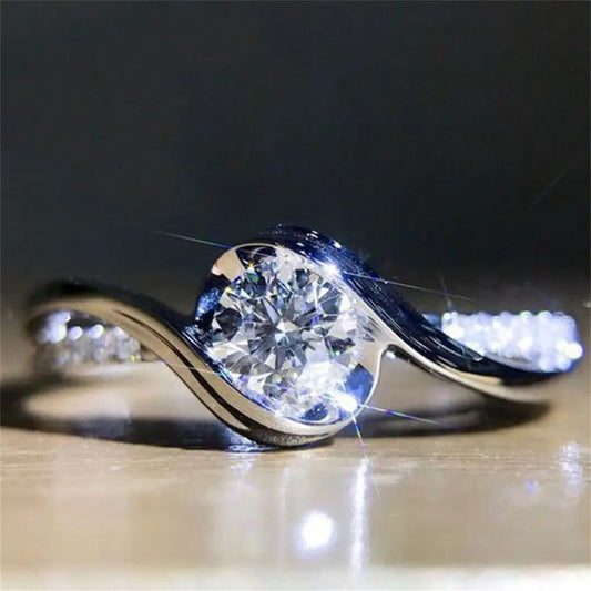 Sparkling 925 Silver Rings Women Shinning White Sapphire Wedding Ring Cubic Zirconia Jewelry Gifts Size 6-10 Elegant