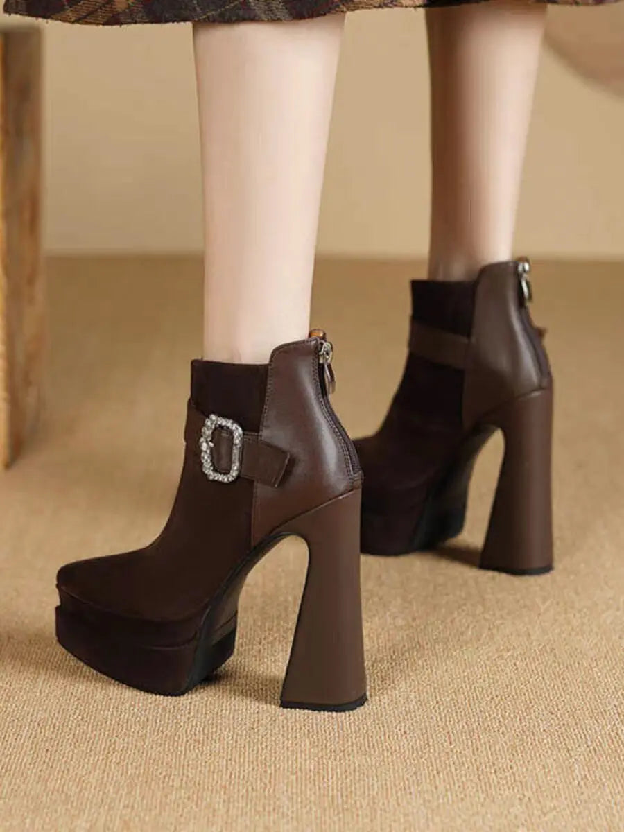 Crystal Platform Pointed Toe Women Ankle Boots Super High Heels Shoes 2025 Trend Luxury Brand Chunky Chelsea Snow Botas Pumps boots_platform