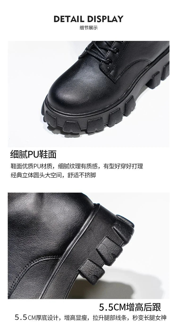 Women's Mid Calf Boots Padded Shoes Knee High Winter Sneakers Punk Style Military Casual White Black 2024 Lucury Platform Woman boots_platform