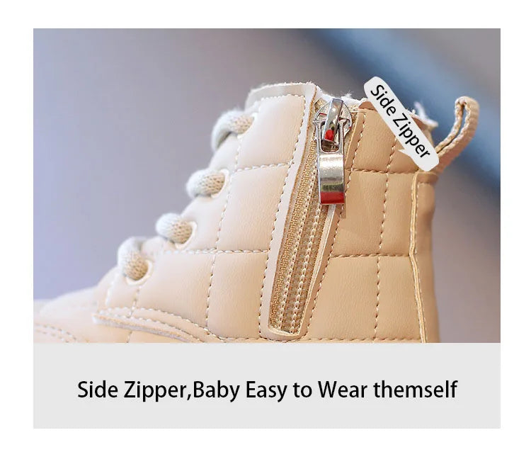 Winter Elegant Children Snow Boots Boys Girls Soft Warm Short Boot with Thick Fur Little Kids Cotton Shoes Cute Baby Boot H08104 kids_shoes