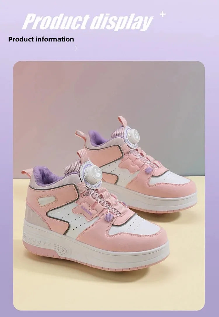 Children's Roller Skates Student Quad-Wheel Skates Women's Double-Wheel Deforming Boys' Inline Skates Cross-Border Supply Shoes kids_shoes