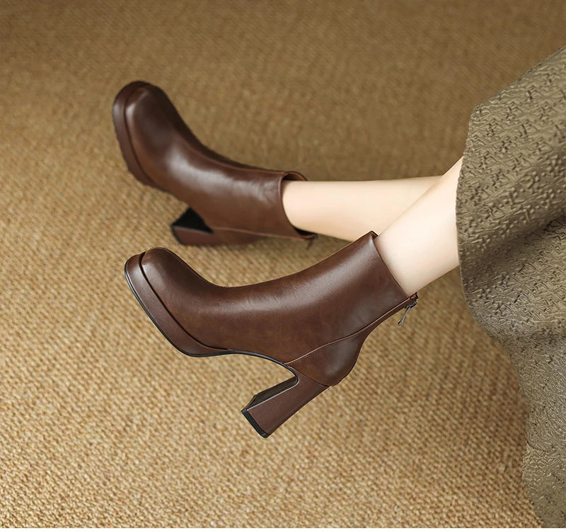 Night Club Platform Thick Heel Women Ankle Boots Fashion Square Toe Slim Short Booties Party Stripper Female Shoes boots_platform