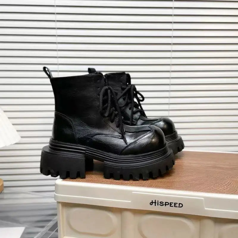 Women's Boots Flats Platform Designer Fad Sport Shoes for Woman Ankle Boots 2025 Winter New Trend Retro Motorcycle Boots Mujer boots_platform