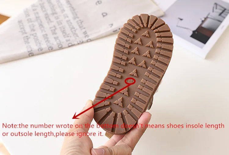 Children's Snow Boots For Girls Leather Warm Plush Fashion Non-slip Toddler Kids Boys Boots EU 21-30 kids_shoes