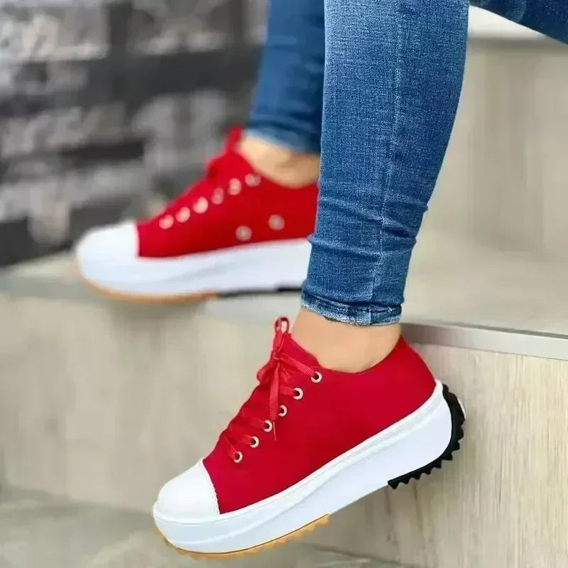Classic white canvas sneakers women's casual shoes thick sole lace-up tennis shoes high quality fashion sports shoes 35-43 sneakers_platform