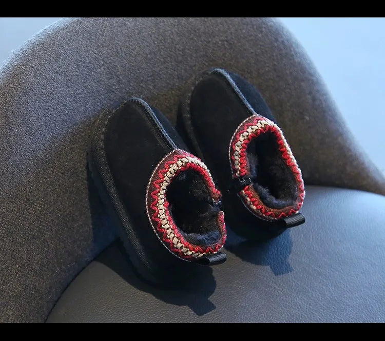 Baby Warm Casual Flat Low Top Snow Boots 2025 Winter Fashion Childrens' Concise Soft Soled Comfortable Non Slip Cotton Shoes kids_shoes