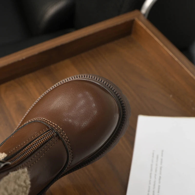 Winter Children's Ankle Boots Warm Simple Toddler Girls Causal Cotton Boots Thick Bottom Trend Kids Fashion Leather Boots Zipper kids_shoes