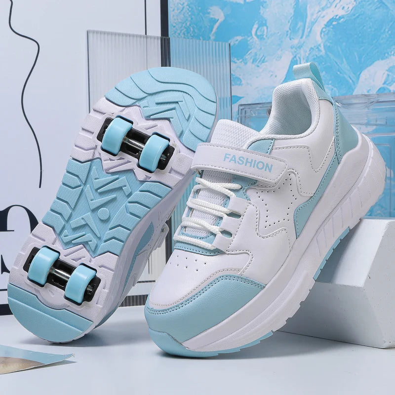 Kids Roller Skate Shoes Fashion Casual Sports Children 4-Wheels Sneakers for Boys and Girls Gift Nice Footwear kids_shoes