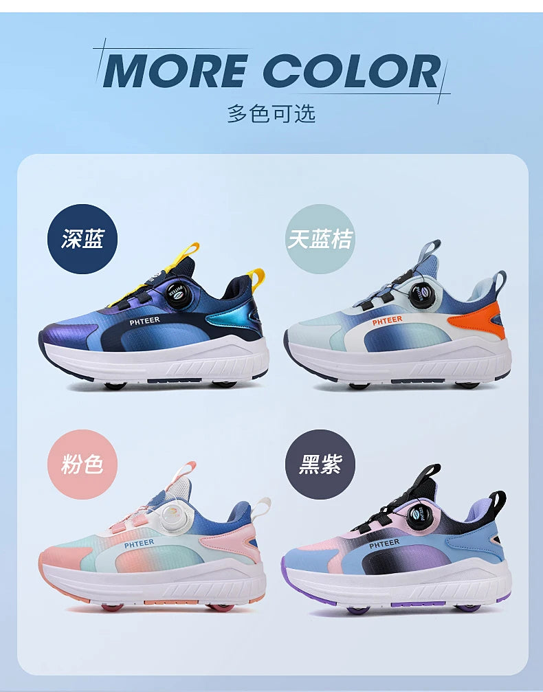 Fashion 4-wheel roller skates sneakers for students children outdoor wheel shoes Multifunctional sports shoes kids_shoes
