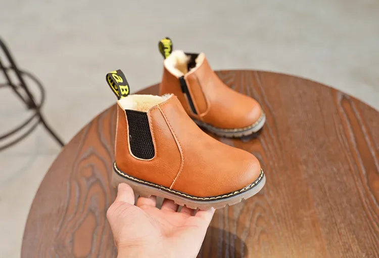 New Kids Fashion Boots for Boys Girls Toddlers Big Children Ankle Boots with Zipper Warm Thick Plush Autumn Winter Chelsea Boots kids_shoes