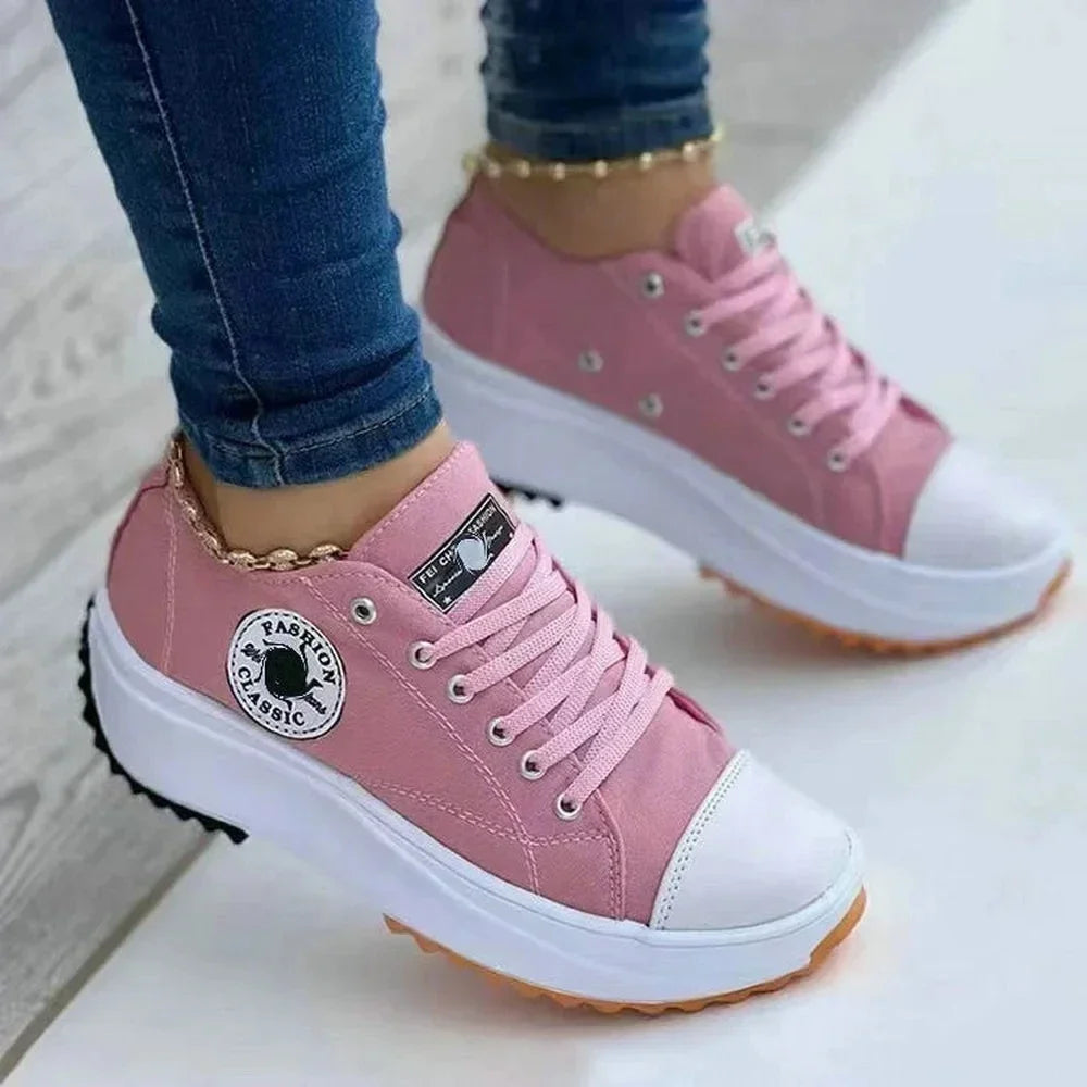 Classic white canvas sneakers women's casual shoes thick sole lace-up tennis shoes high quality fashion sports shoes 35-43 sneakers_platform