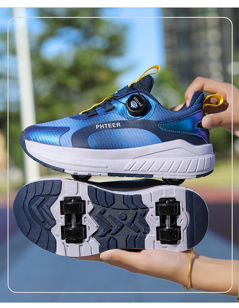 Fashion 4-wheel roller skates sneakers for students children outdoor wheel shoes Multifunctional sports shoes kids_shoes