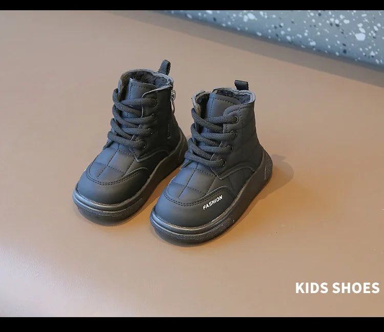 Winter Elegant Children Snow Boots Boys Girls Soft Warm Short Boot with Thick Fur Little Kids Cotton Shoes Cute Baby Boot H08104 kids_shoes