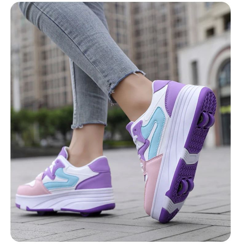 Children's Outdoor Sports Roller Skates Shoes Single Row Wheel kids Sliding Shoes four-Wheel for boys and grils kids_shoes