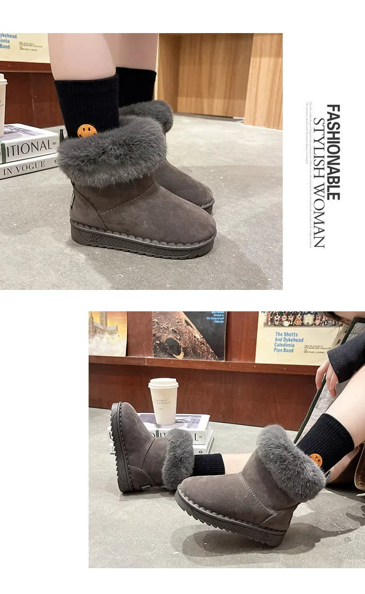 Kids Genuine Cowhide Snow Boots Winter Baby Soft Warm Cotton Shoes with Plush Boys Girls One Fur Suede Boots Princess Retro Boot kids_shoes