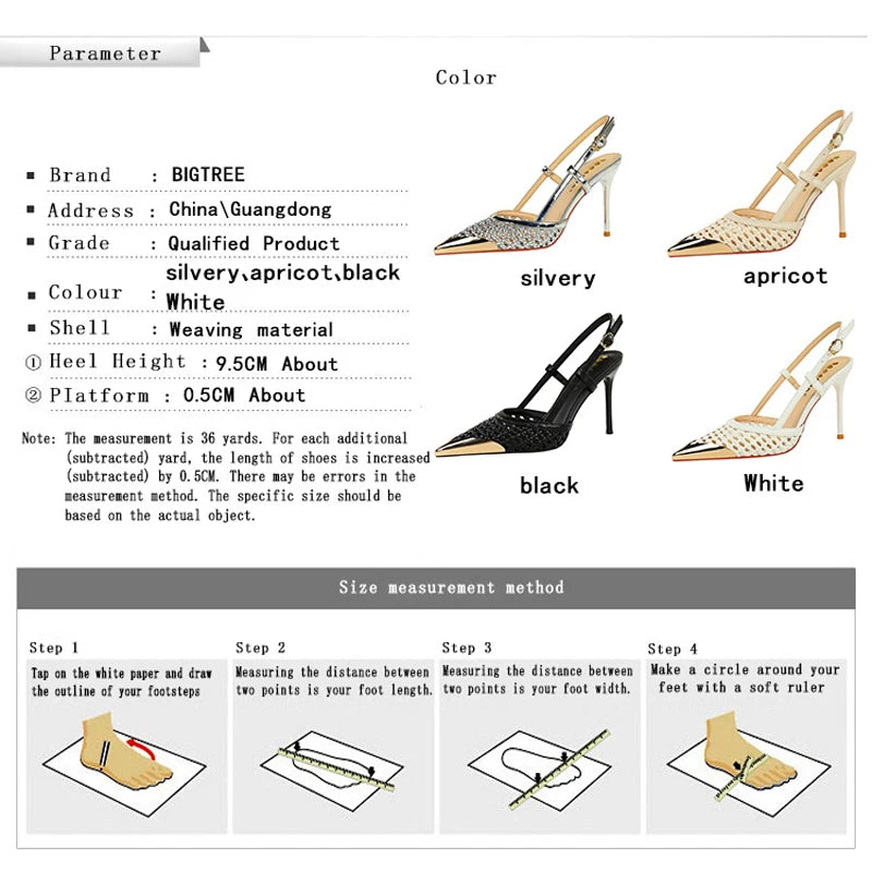 Fashion hollow Weaving Women Pumps Metal pointed tip High Heels Stiletto 9.5 cm buckle Summer Women's high-heeled sandals Shoes heels_stiletto