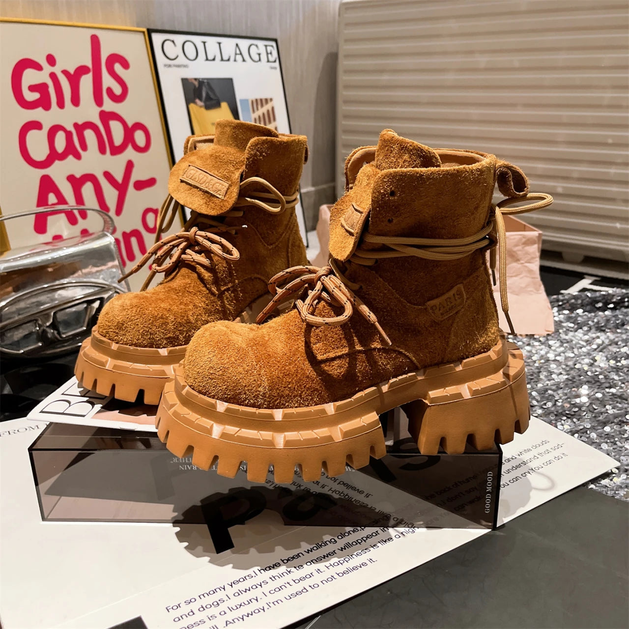 Platform Women’s Ankle Boots Suede Designer Shoes for Woman Fashion Winter Women Short Botas 2025 Gladiator Boots Mujer Zapatos boots_platform