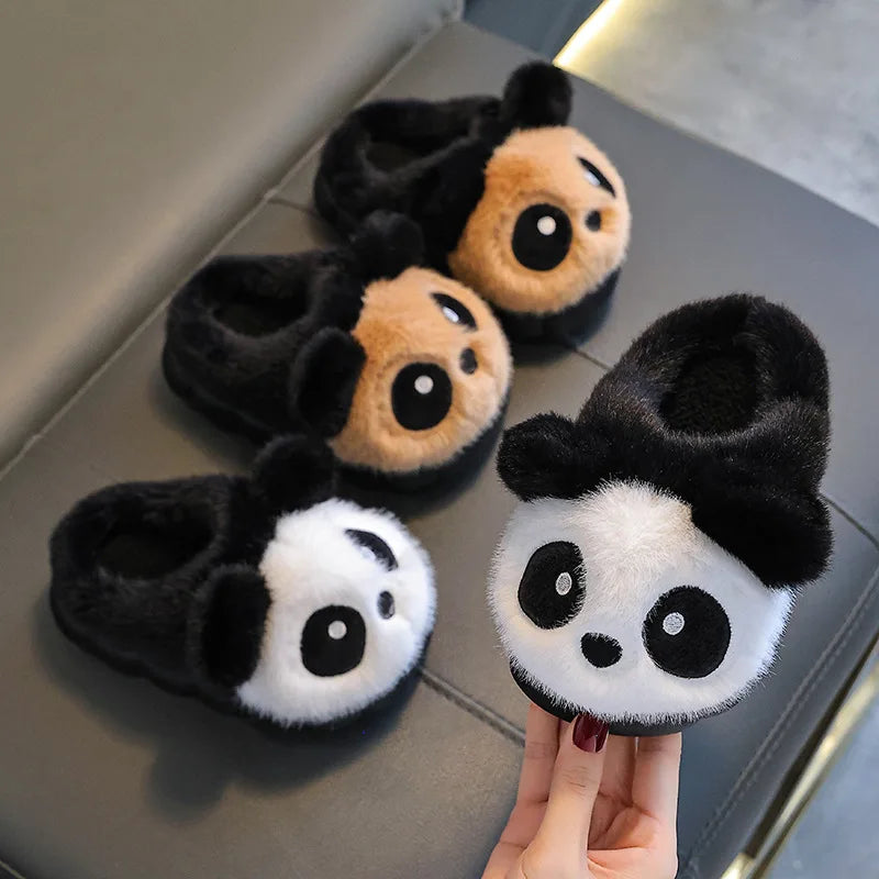 Winter Children Cotton Slippers Boys Warm And Plush Panda Slippers Cute Cartoon Girls Home Slippers kids_shoes