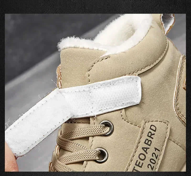 Winter Children's Boots Boys Plus Cashmere Thicken Warm Snow Boots Girls Non-slip Outdoor Boots Student Shoes Hiking Shoes kids_shoes